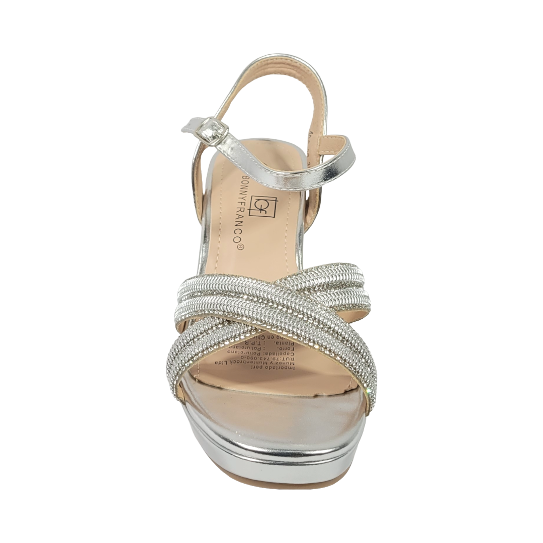 SANDALIAS DE FIESTA BONNY FRANCO PLATA MUJER 406-0009-3