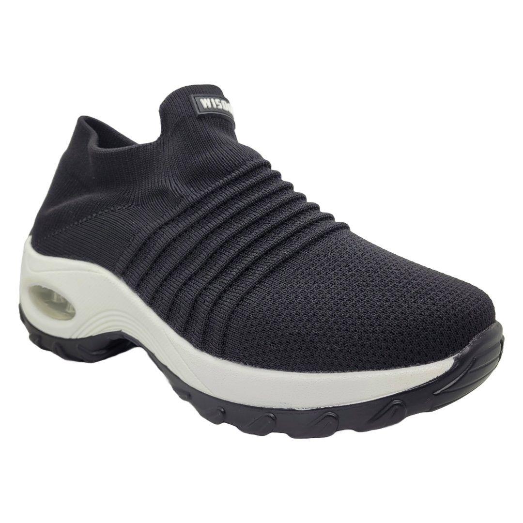 ZAPATILLAS WISDOM SIN CORDONES BLANCO/NEGRO W036-2