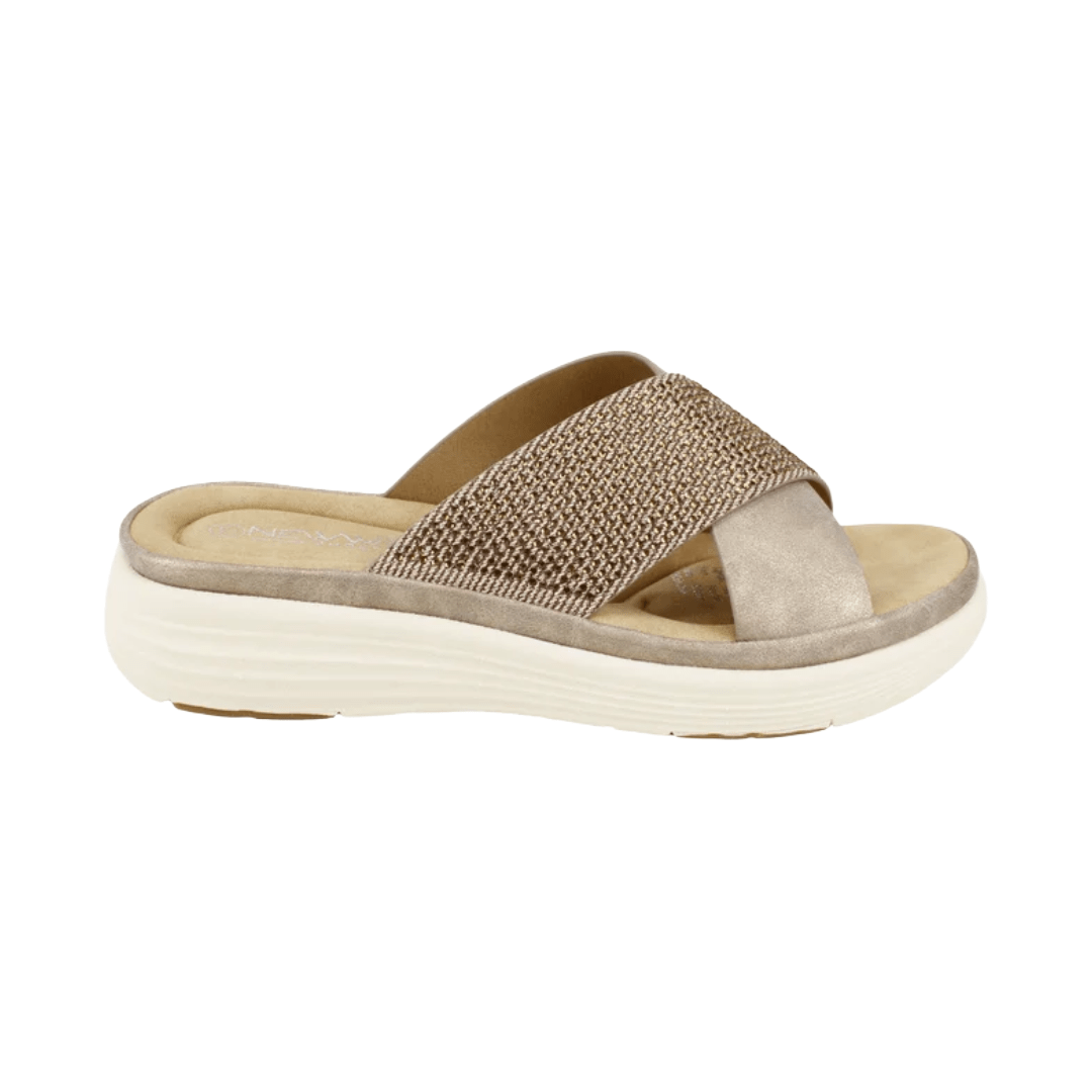 SANDALIAS NEW WALK GLITTER BEIGE MUJER | 3J9435-2-0