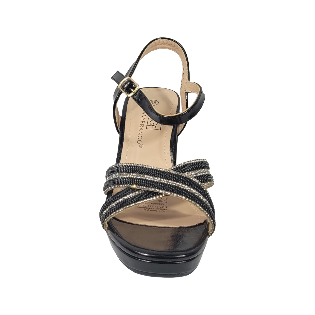 SANDALIAS DE FIESTA BONNY FRANCCO NEGRO CHAROL MUJER 406-0009-2