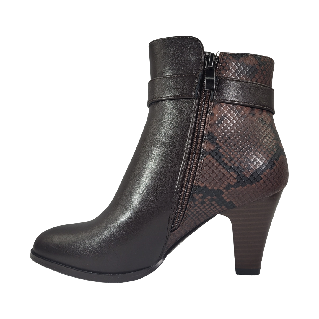 BOTINES BONNY FRANCO CAFÉ SNAKE MUJER | 275-0554-3