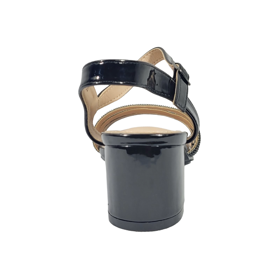 SANDALIAS DE FIESTA BONNY FRANCO NEGRO CHAROL MUJER 406-0018-3