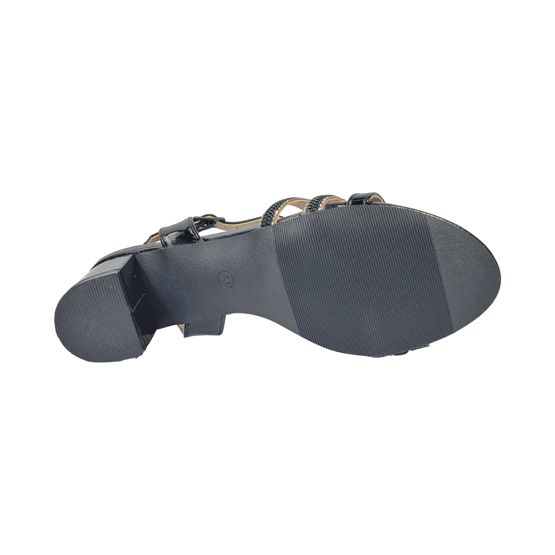 SANDALIAS DE FIESTA BONNY FRANCO NEGRO CHAROL MUJER 406-0018-4