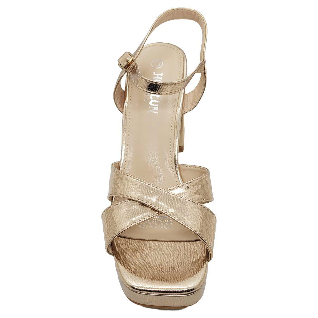 SANDALIAS DE FIESTA HUALUNAOTE CHAMPAGNE CHAROL | T2129-3