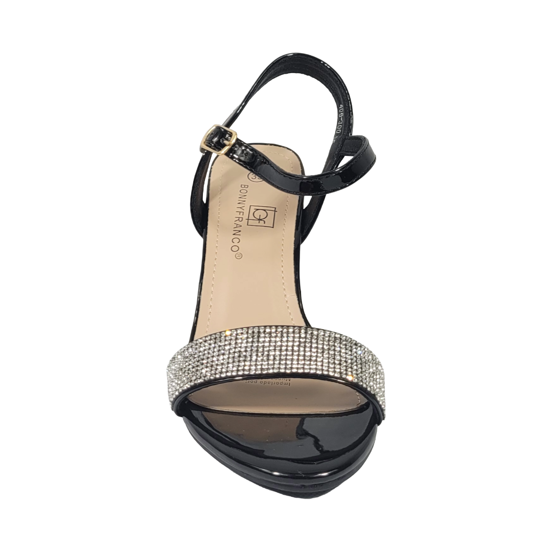 SANDALIAS DE FIESTA BONNY FRANCO NEGRO CHAROL MUJER 406-0300-1