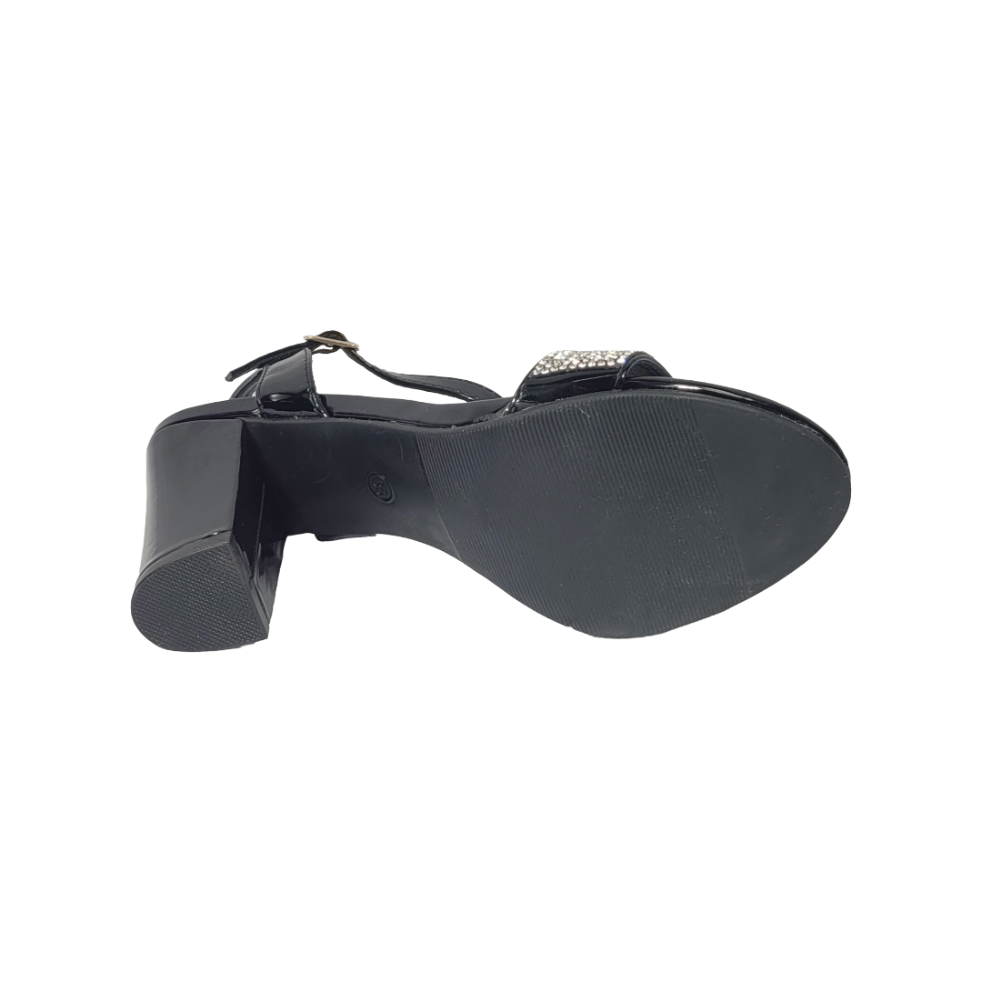 SANDALIAS DE FIESTA BONNY FRANCO NEGRO CHAROL MUJER 406-0300-3