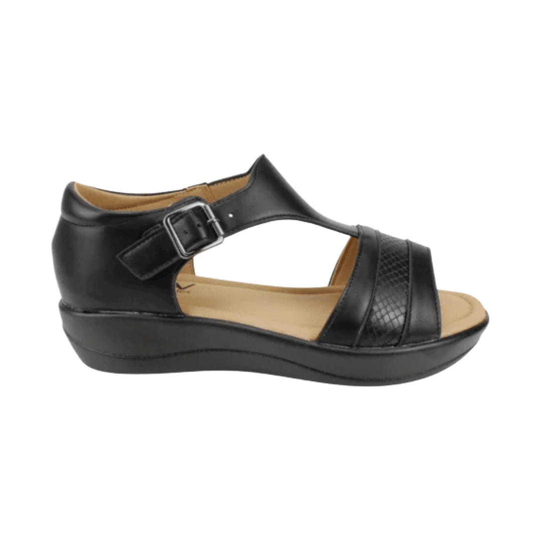 SANDALIAS NEW WALK REPTIL NEGRO MUJER | FQT296-90-0