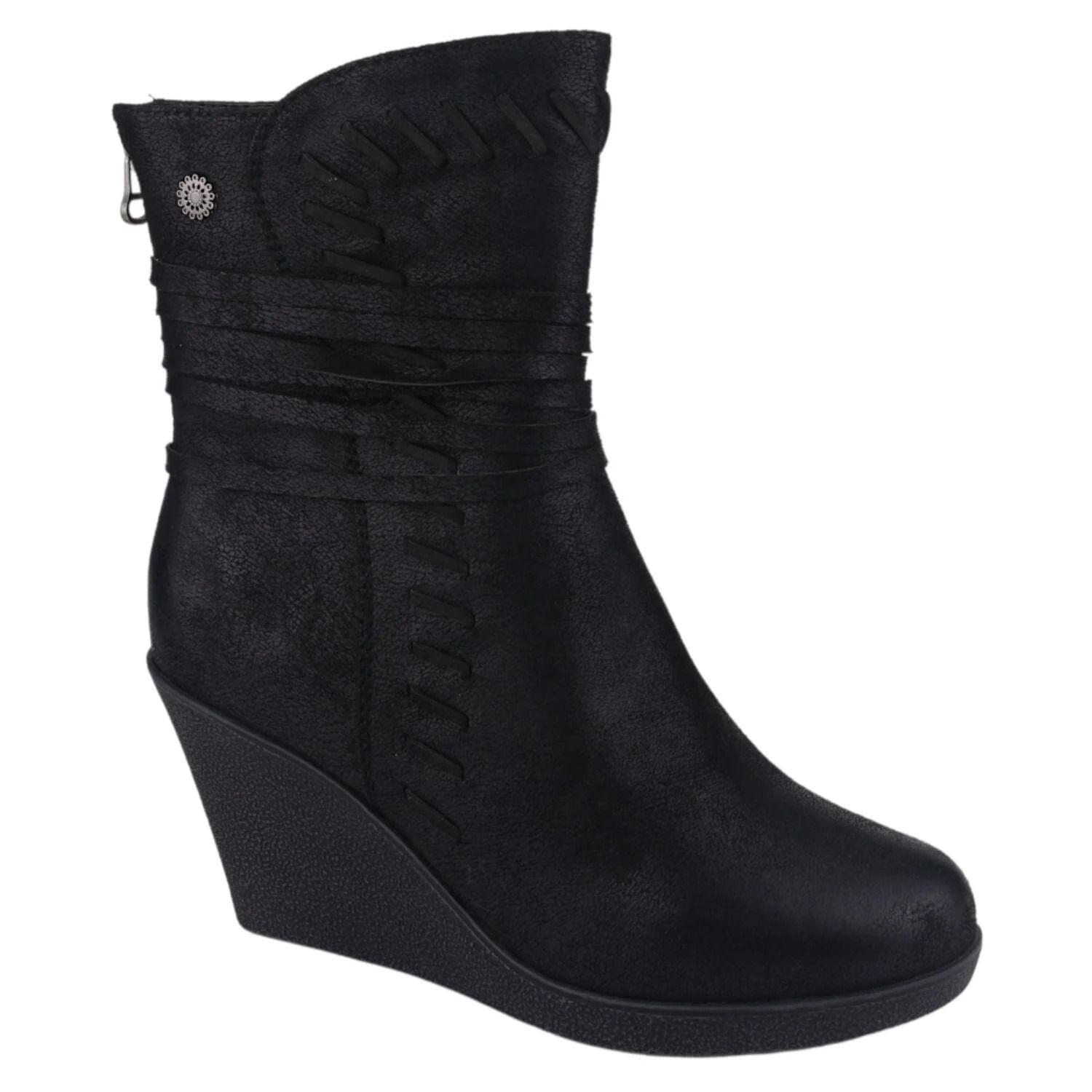BOTIN CHALADA MUJER NEGRO CASUAL 1-WEDGE-42-0