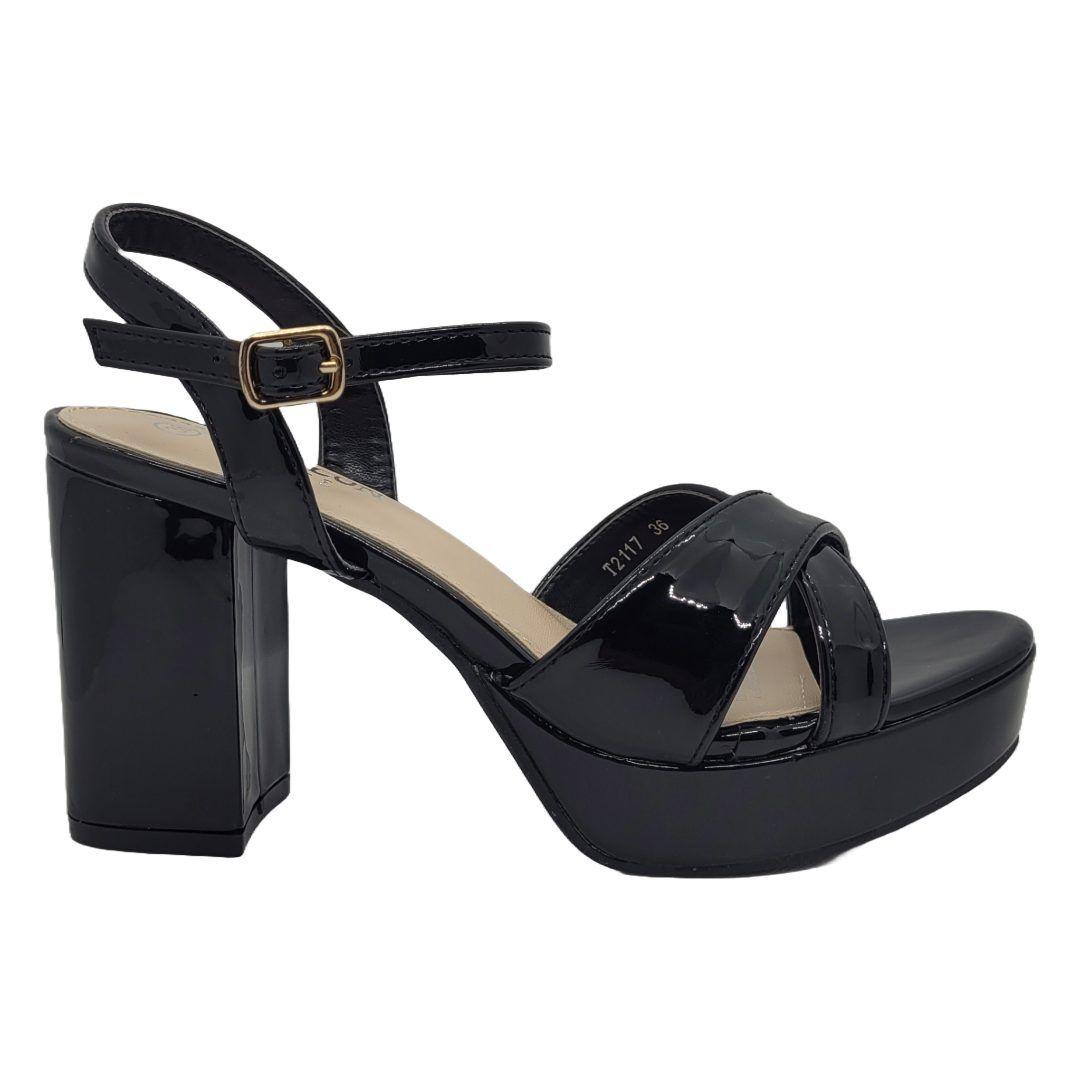 SANDALIAS DE FIESTA HUALUNAOTE BLACK CHAROL | T2117-0