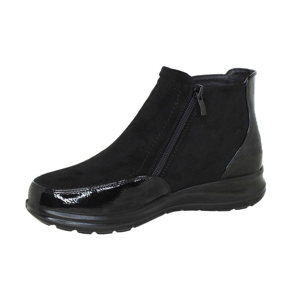 Botín By Pass Gamuza Mujer Negro Z2705-1-1