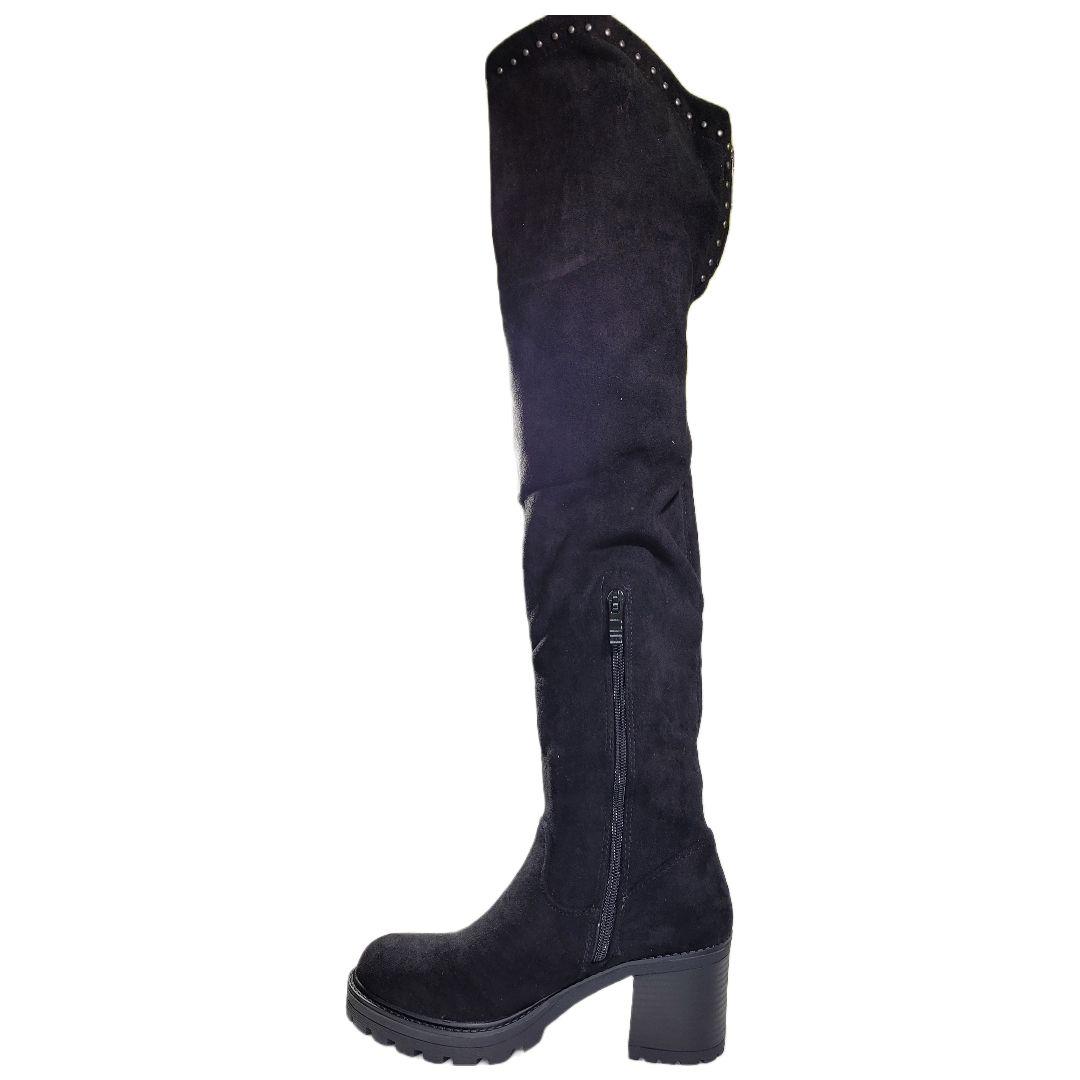 BOTA BOTELI GAMUZA NEGRA MUJER R52-1