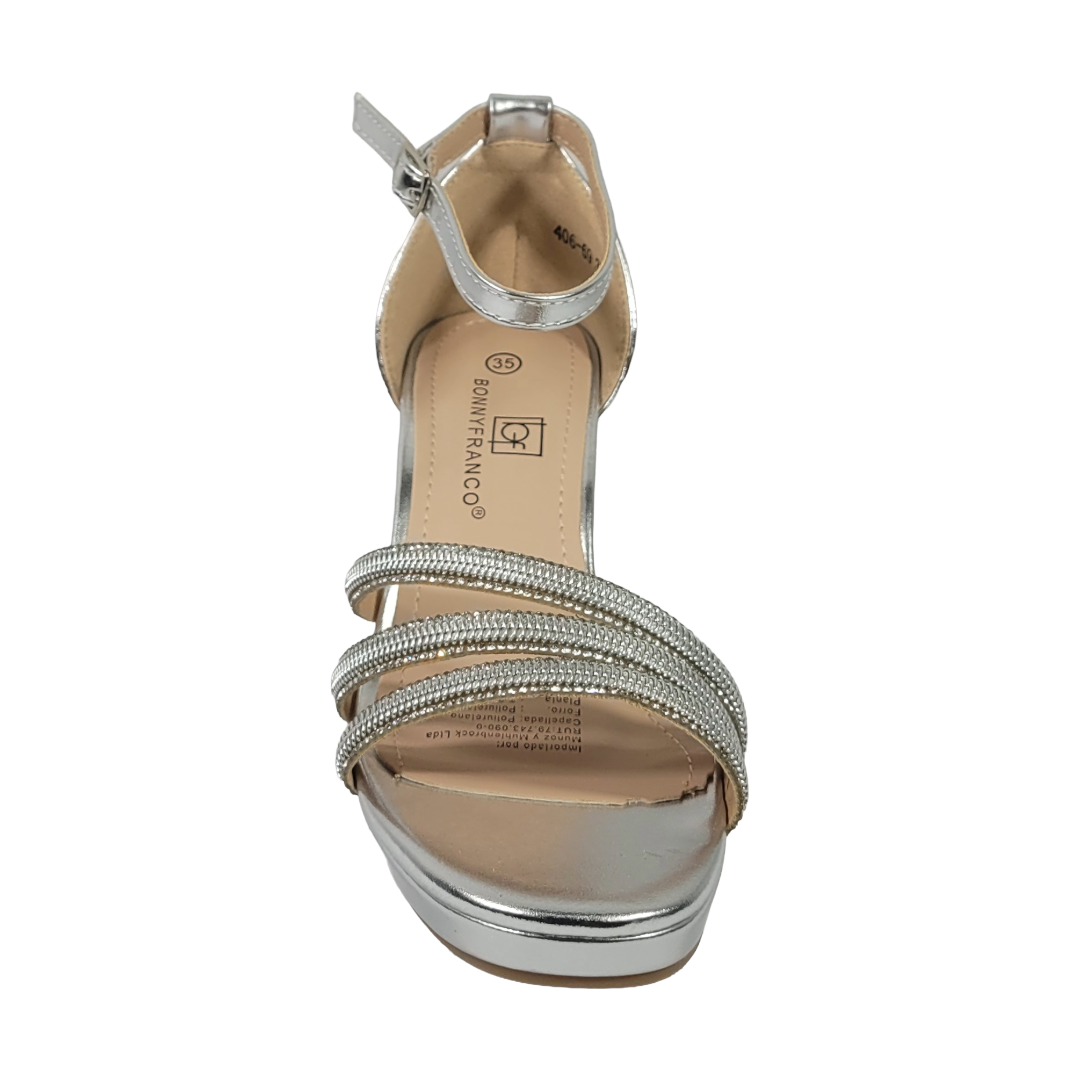 SANDALIAS DE FIESTA BONNY FRANCO PLATA MUJER 406-0069-2