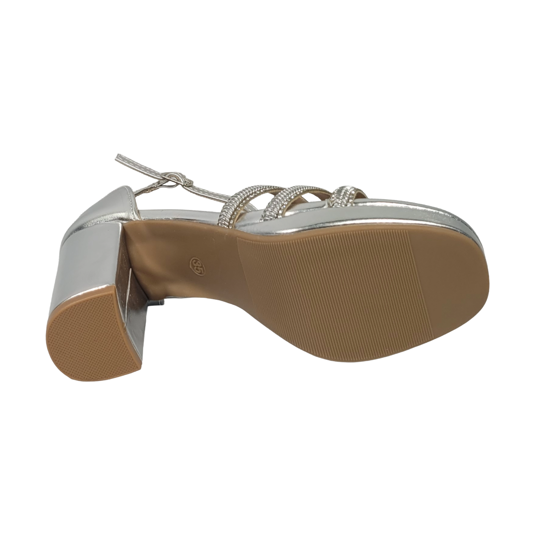 SANDALIAS DE FIESTA BONNY FRANCO PLATA MUJER 406-0069-3