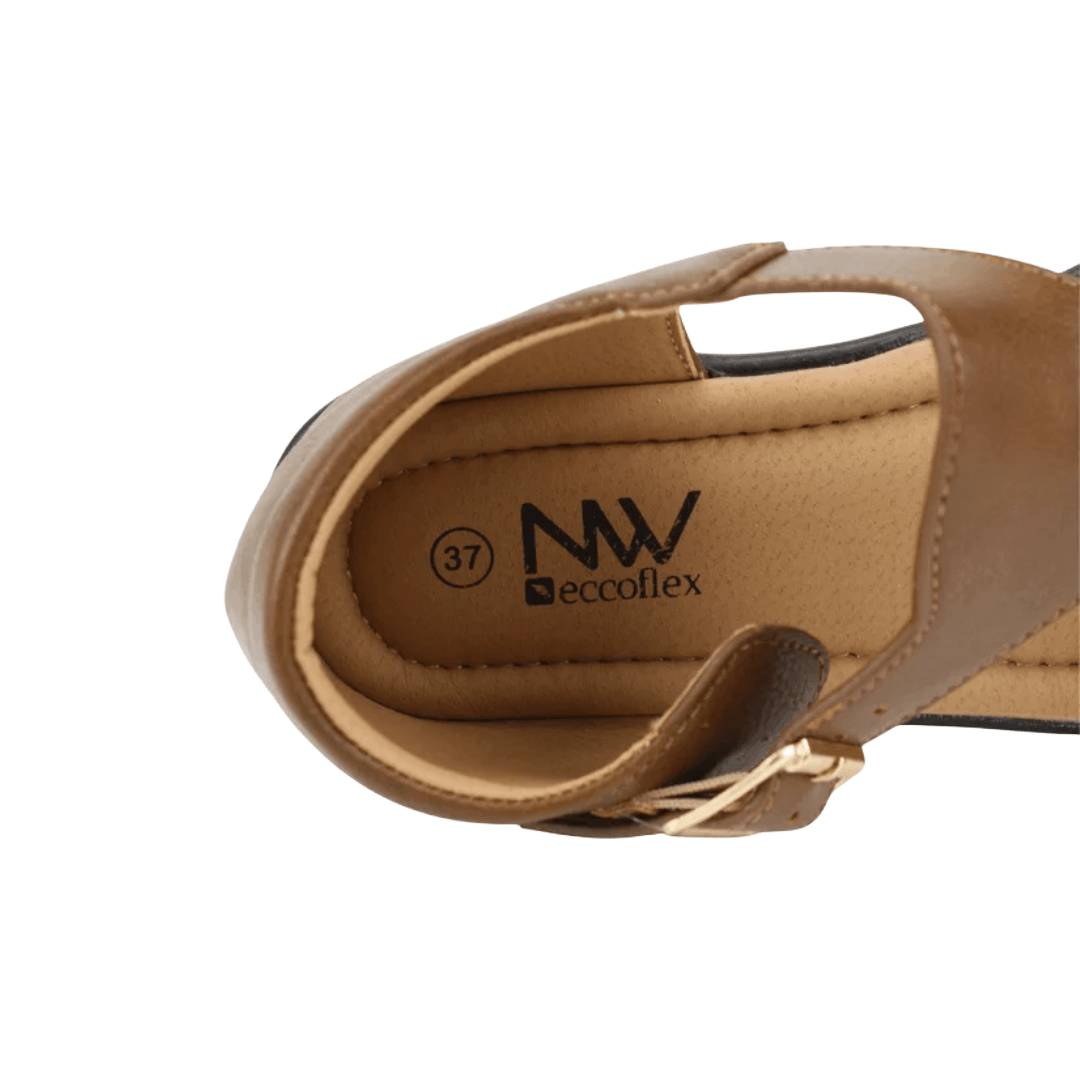 SANDALIAS NEW WALK BROCHE REPTIL CAFÉ MUJER | FQT296-40-3