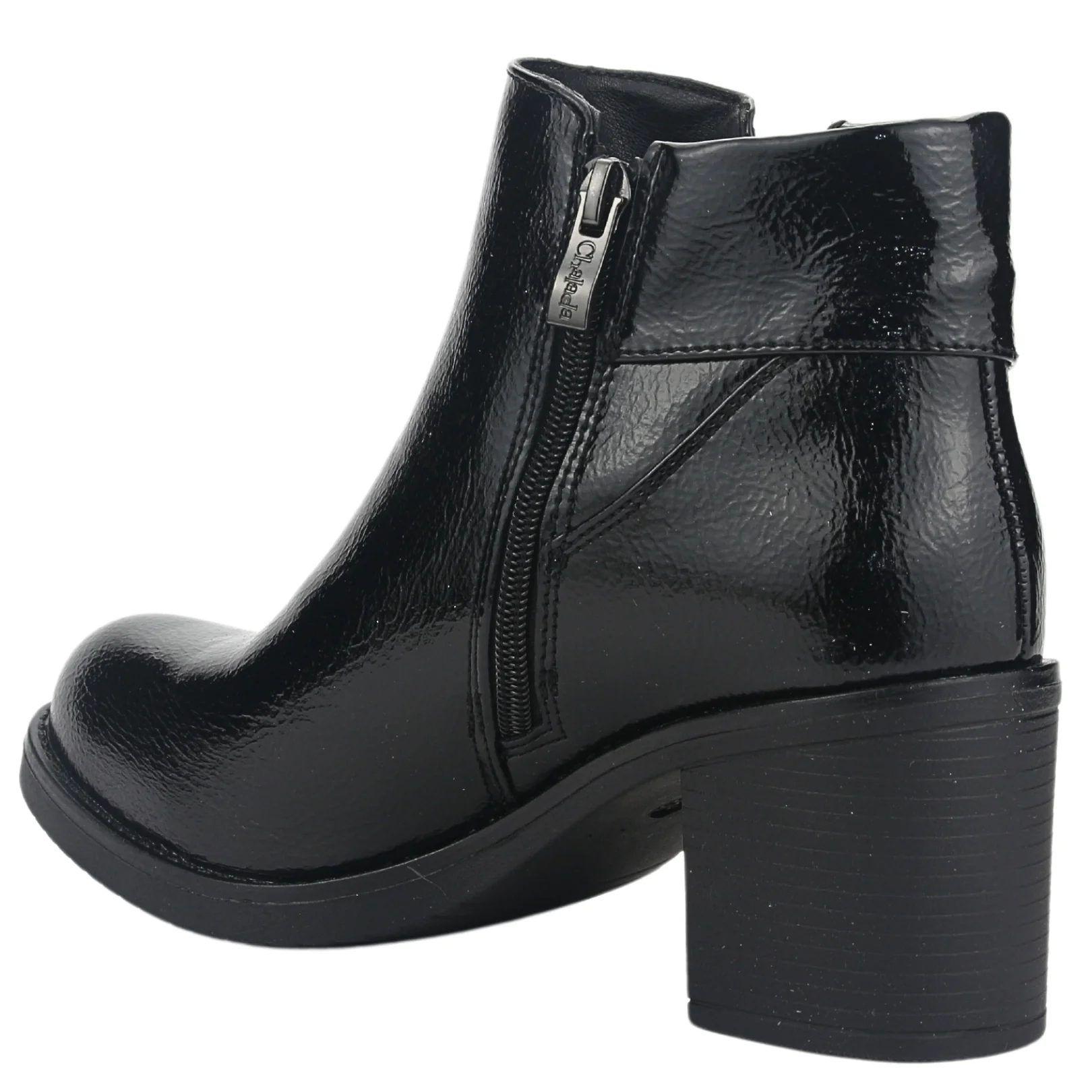 BOTINES CHALADA NEGRO CHAROL 38-PRATA-3-1