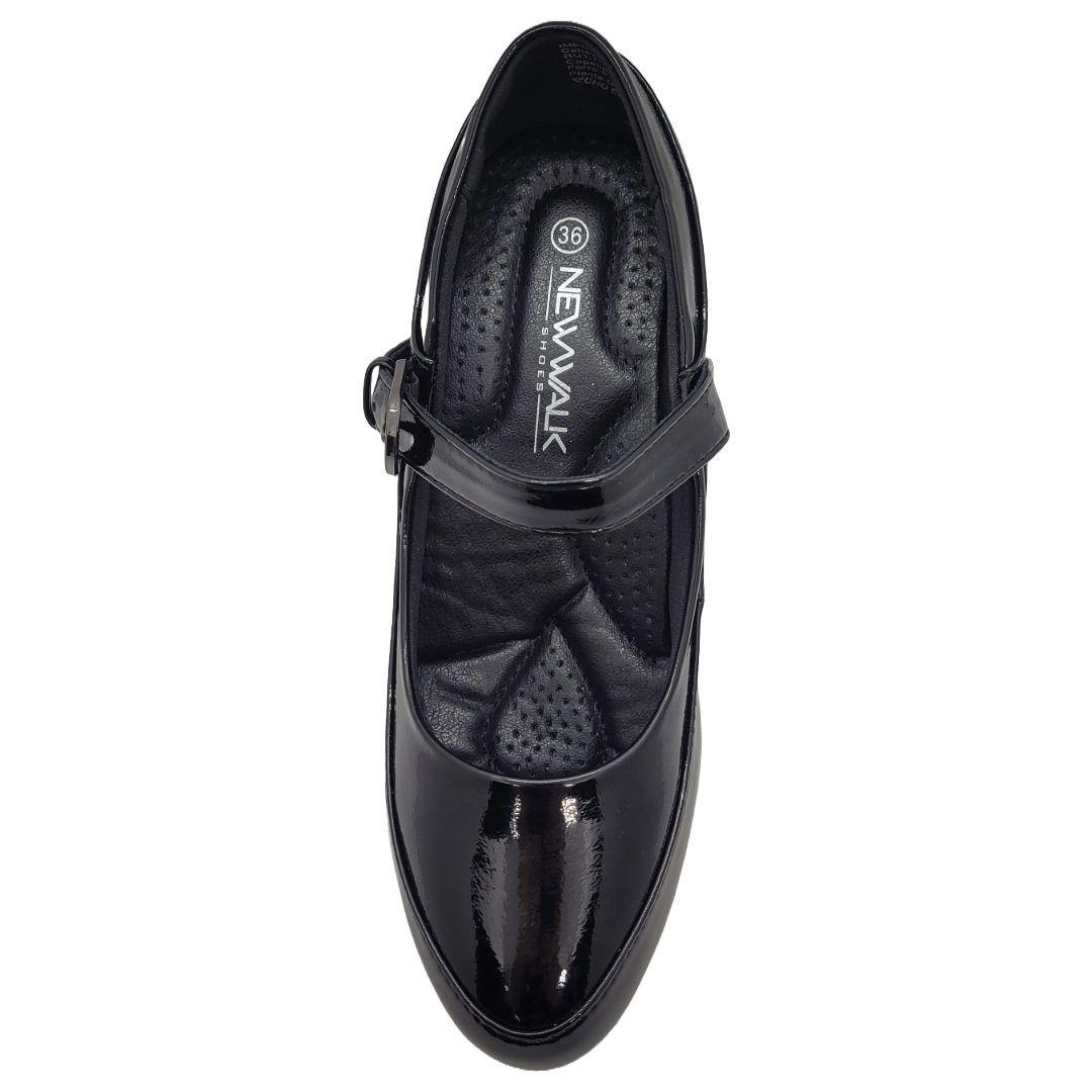 ZAPATOS NEW WALK MUJER NEGRO CHAROL A30-11-90CH-1