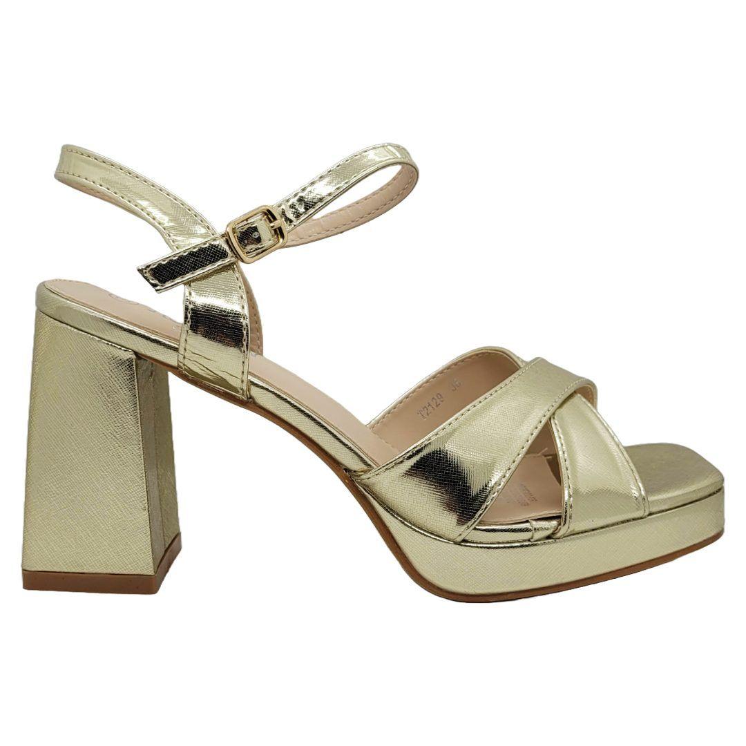 SANDALIAS DE FIESTA HUALUNAOTE GOLD CHAROL | T2129-0