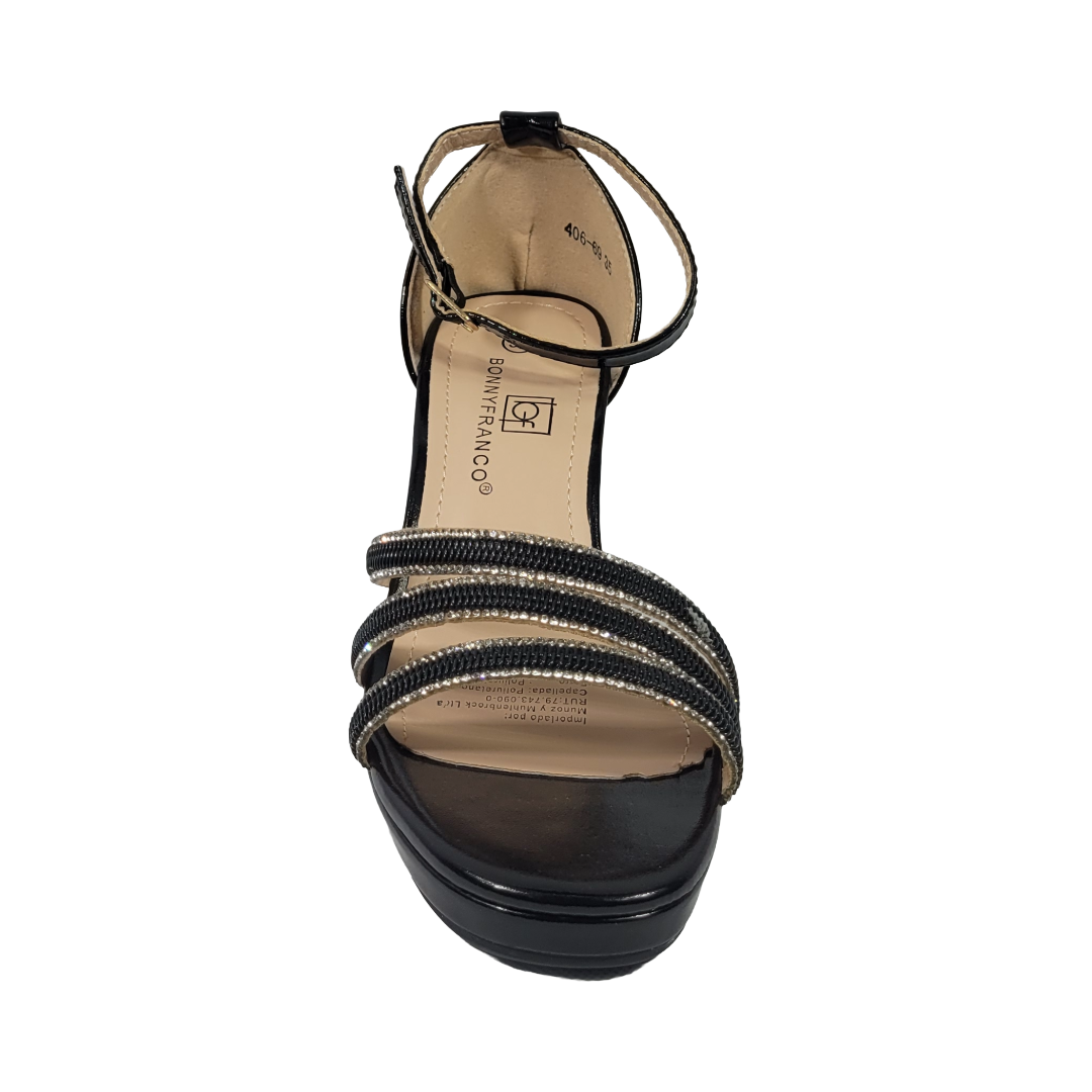SANDALIAS DE FIESTA BONNY FRANCO NEGRO CHAROL MUJER 406-0069-2