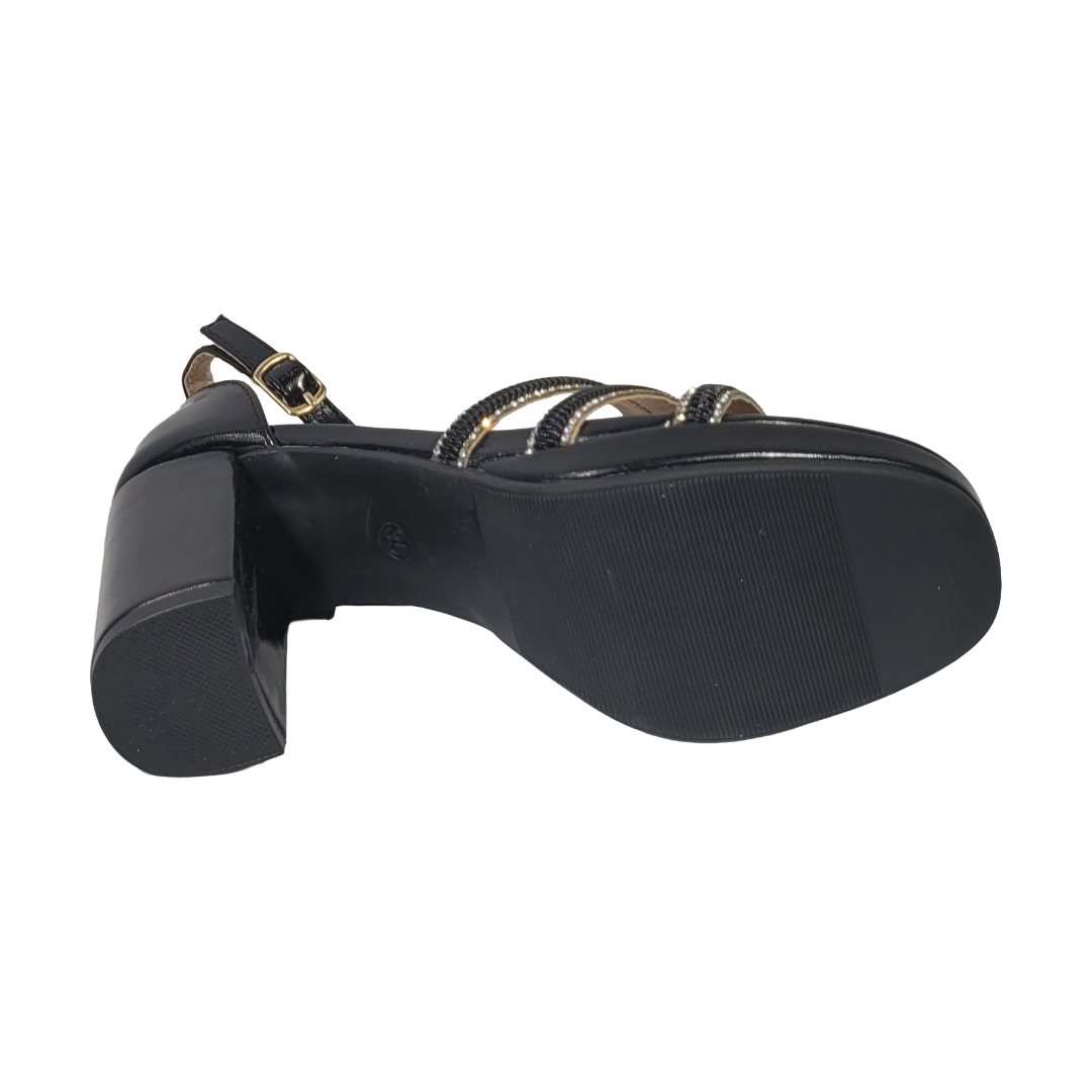 SANDALIAS DE FIESTA BONNY FRANCO NEGRO CHAROL MUJER 406-0069-4