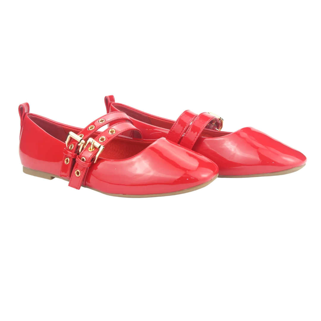 BALLERINAS CHALADA ROJO CHAROL  MUJER 5-MIU-3-4