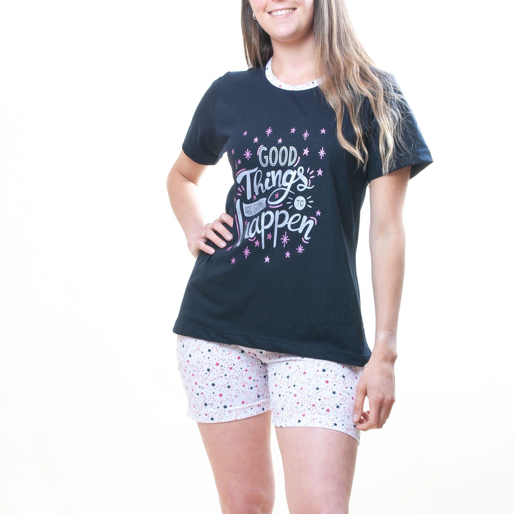 PIJAMA ALGODÓN CORTO MUJER CON ESTAMPADO -0