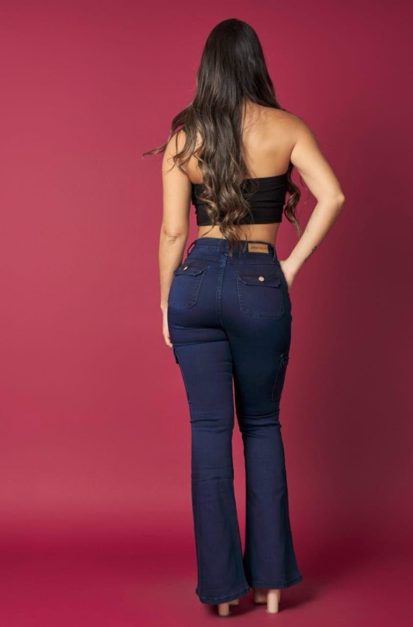 jeans flare tiro alto elasticados-2