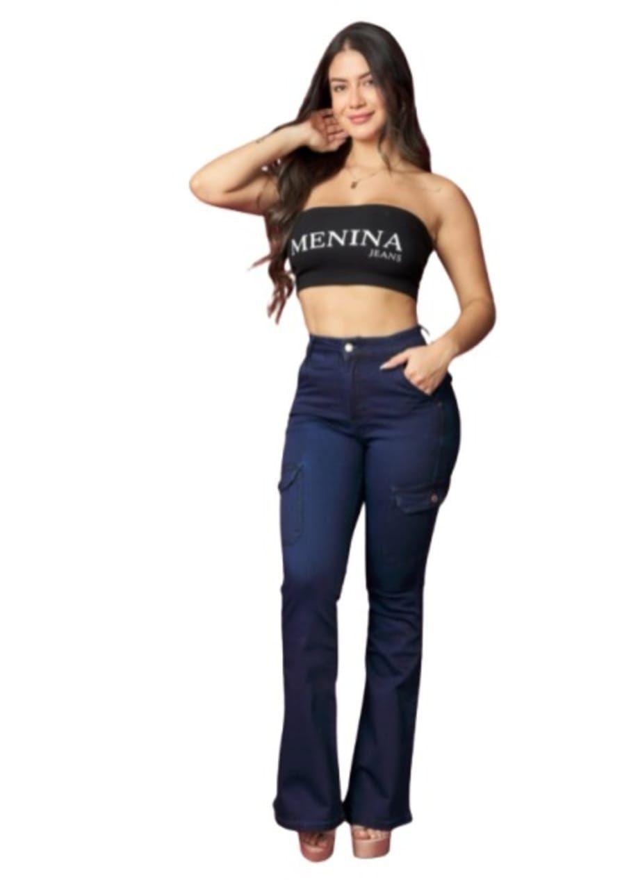 jeans flare tiro alto elasticados-3