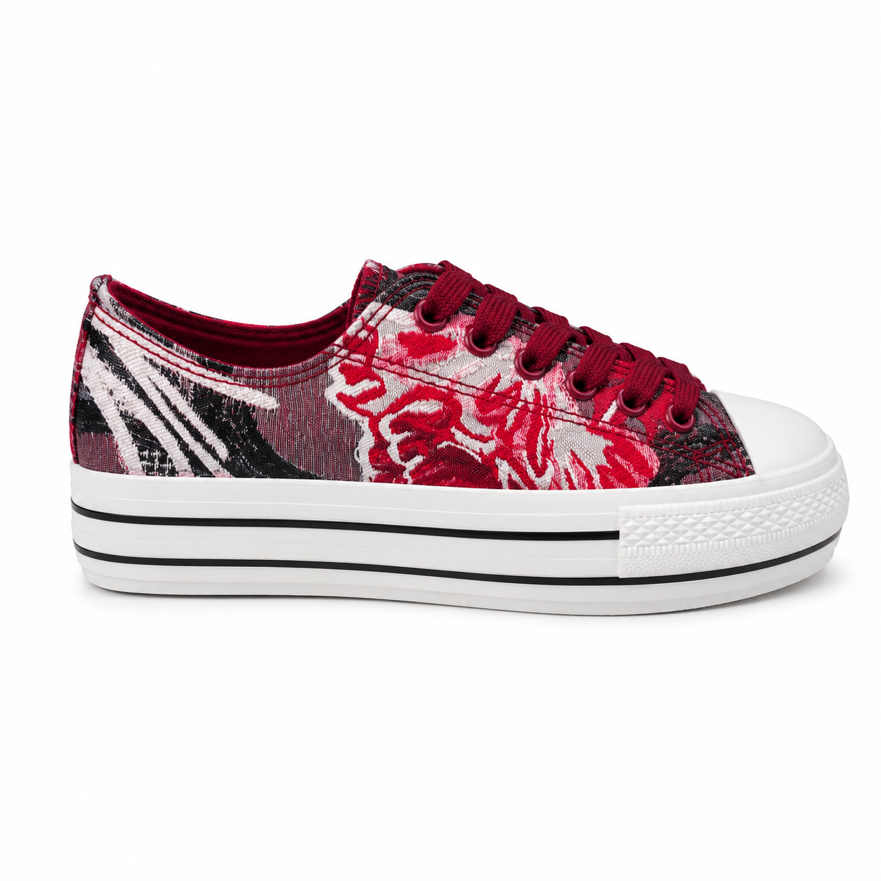 Zapatilla Mujer Rojo/Blanco Flower Detogni-0