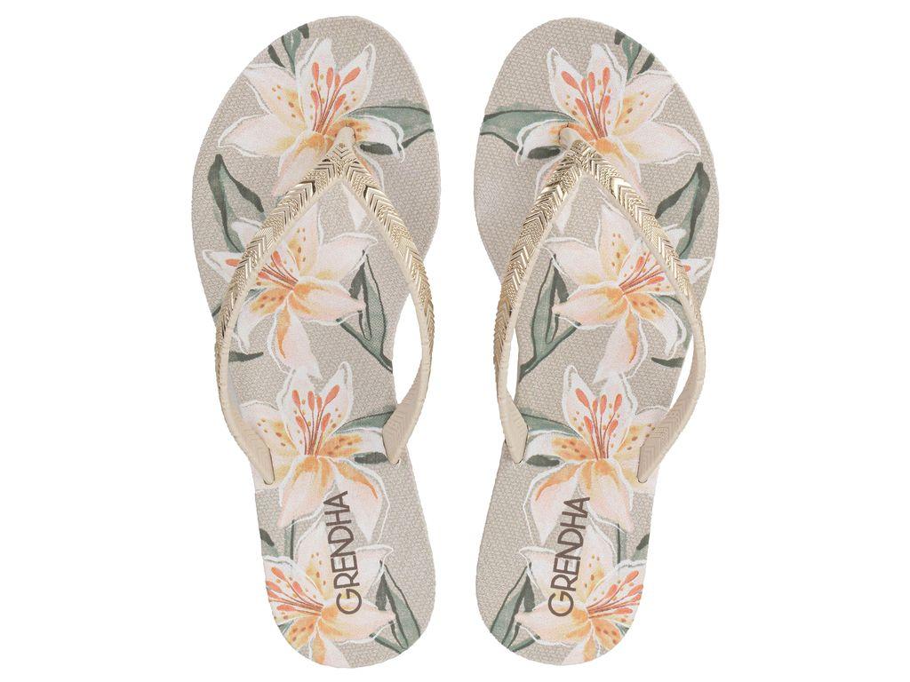 Sandalia Mujer Beige Flor Rast Grendha-0