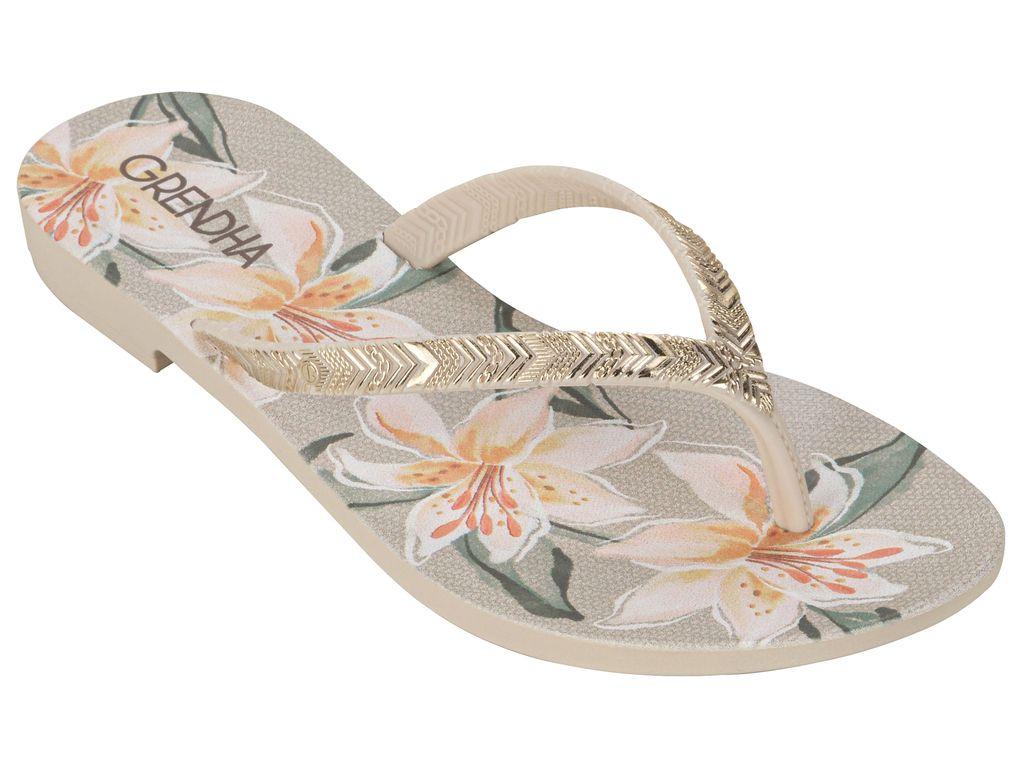 Sandalia Mujer Beige Flor Rast Grendha-2
