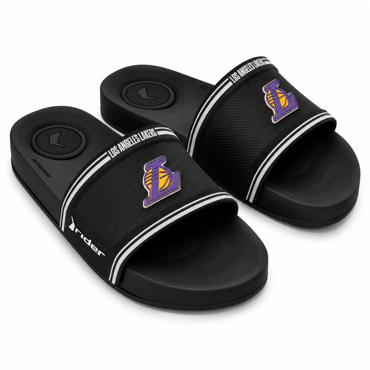 Sandalia Hombre Negro Lakers Basic Rider-1