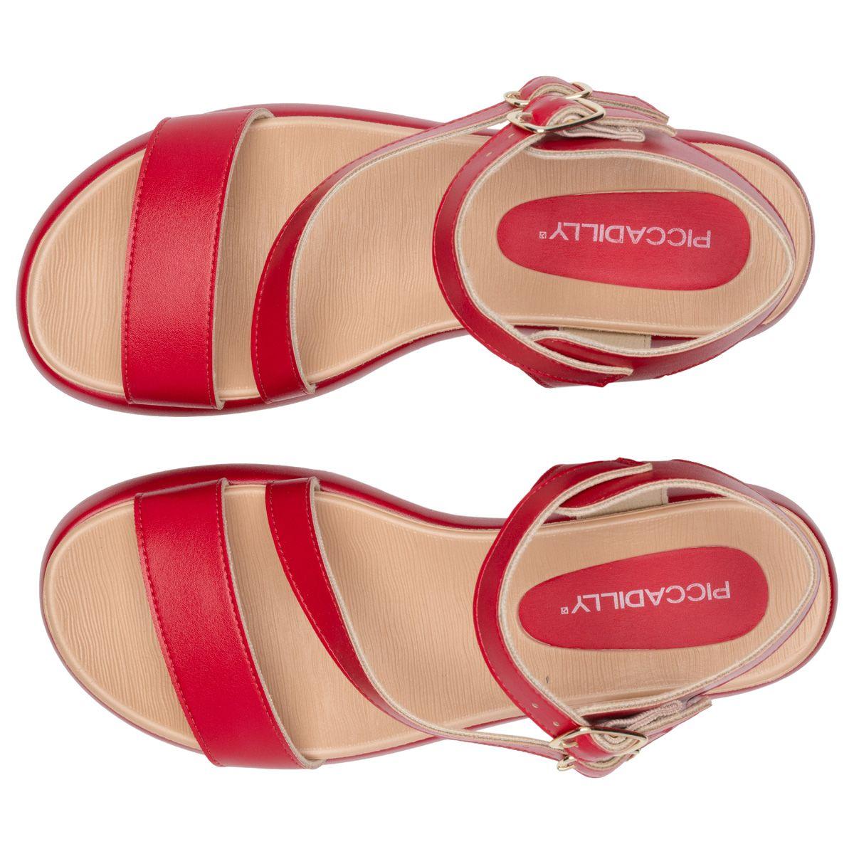 Sandalia Mujer Anabela Sol Rojo Piccadilly-1