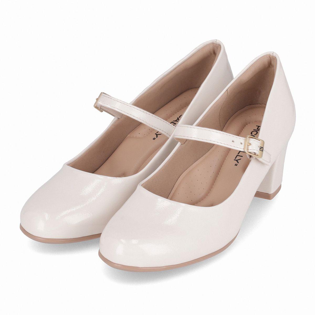 Zapato Mary Jane Mujer Crema /Charol Laura Piccadilly-2