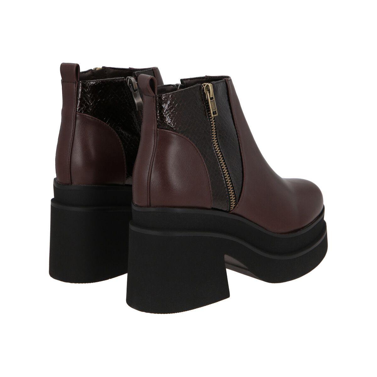 Botin Mujer Burdeo Plataforma Yoice  Police-3