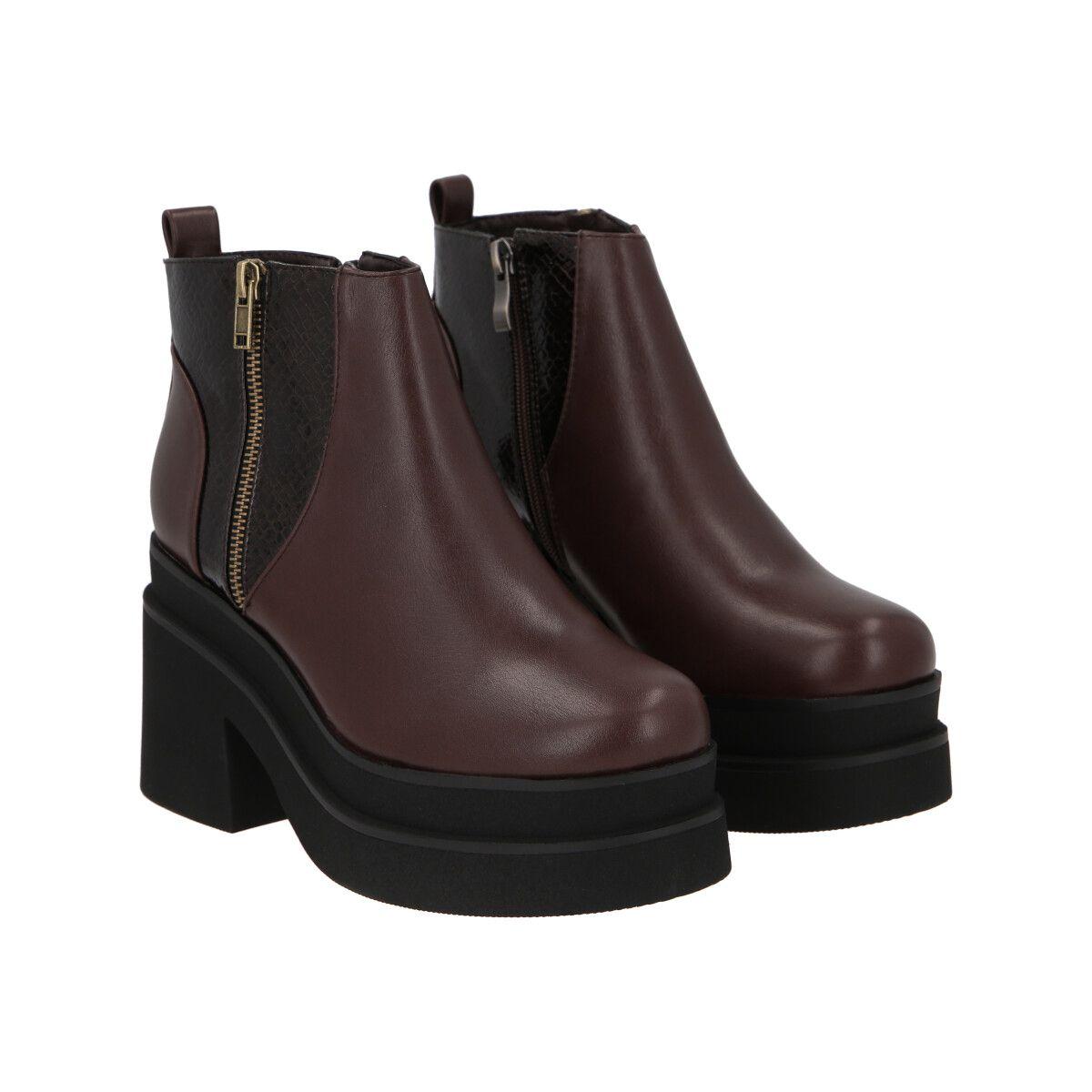 Botin Mujer Burdeo Plataforma Yoice  Police-4