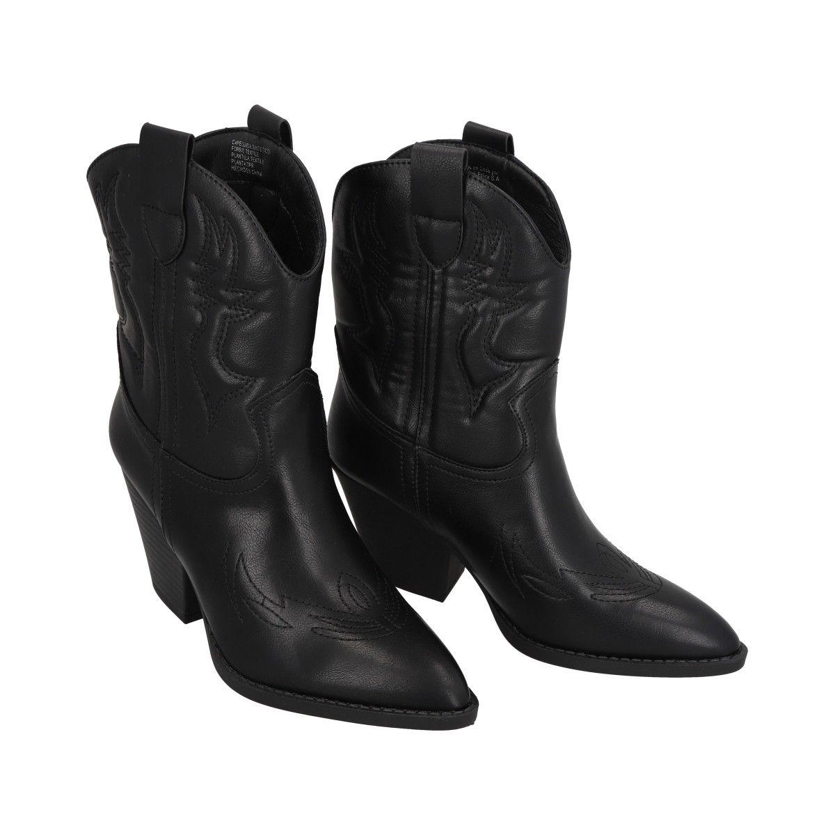 Bota Vaquera Mujer Negro Texana Luxu Police-1