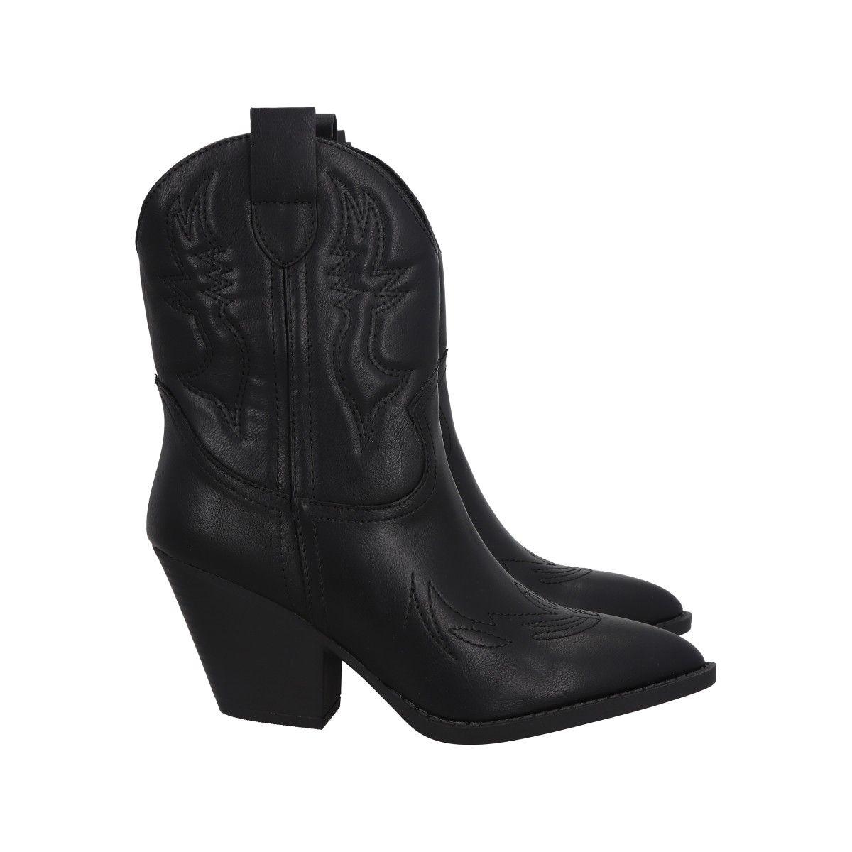 Bota Vaquera Mujer Negro Texana Luxu Police-2