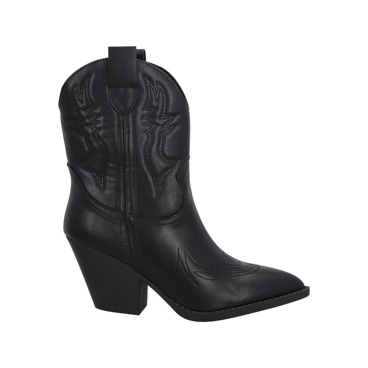 Bota Vaquera Mujer Negro Texana Luxu Police-0
