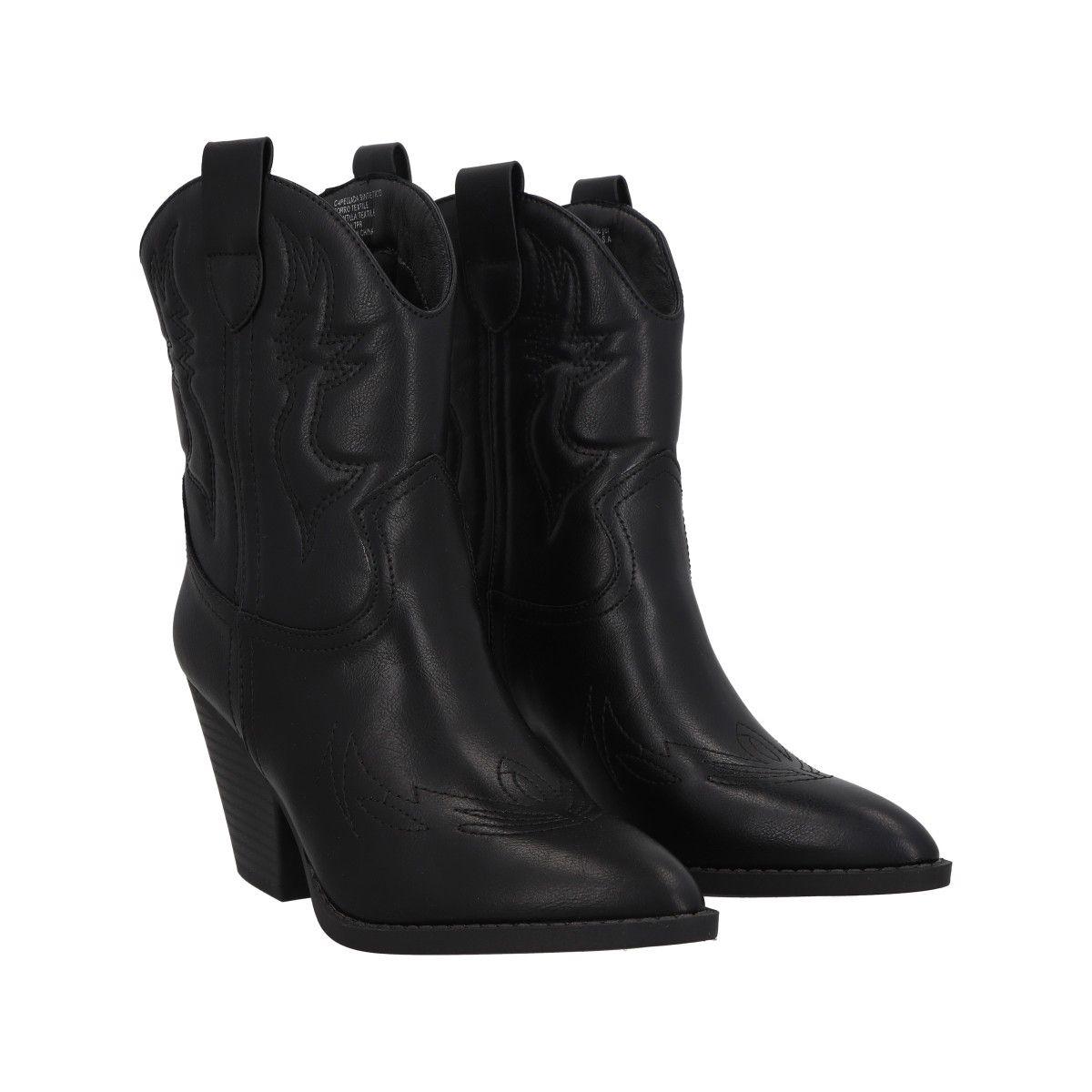 Bota Vaquera Mujer Negro Texana Luxu Police-3