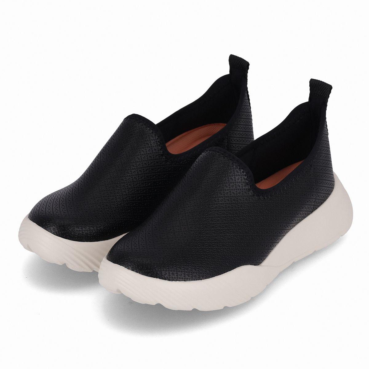 Zapatilla Mujer Negro/Blanco Fascitis Anabela Piccadilly-1