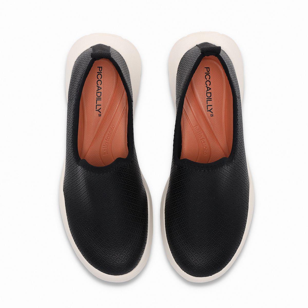 Zapatilla Mujer Negro/Blanco Fascitis Anabela Piccadilly-2