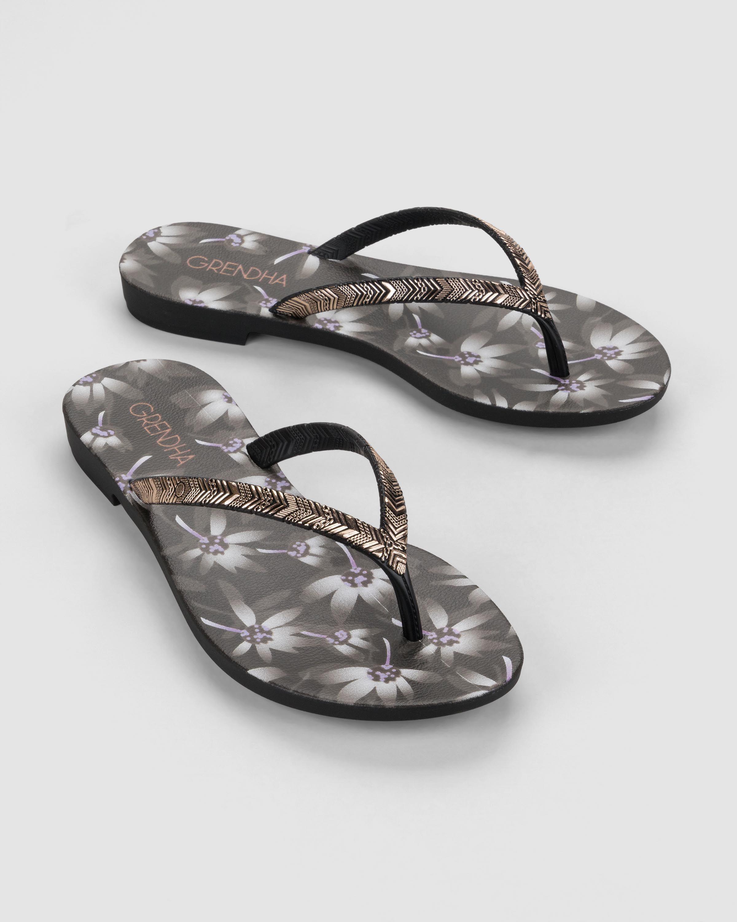 Sandalia Mujer Negro 114 Flor Rast Grendha-1