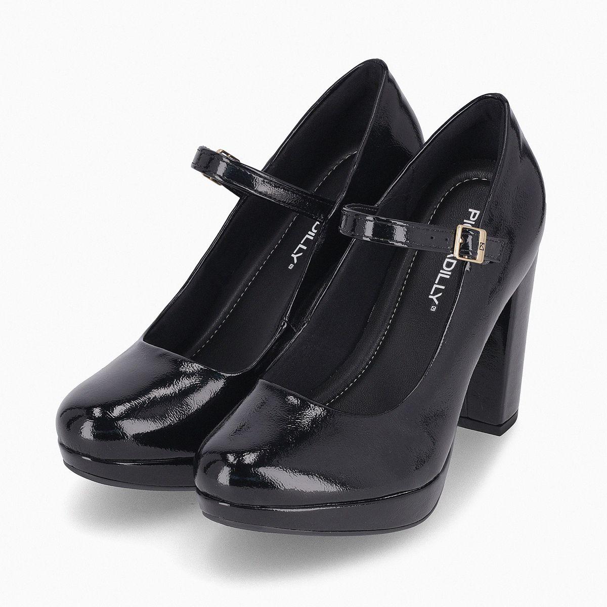 Zapato Mary Jane Mujer Negro/CHarol Evelin Piccadilly-2