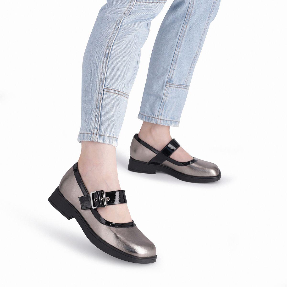 Zapato Mary Jane Mujer Peltre/Negro Francisca Piccadilly-2