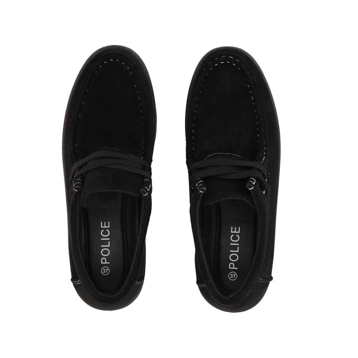 Mocasín Mujer Negro Sole/Cordones Police-1