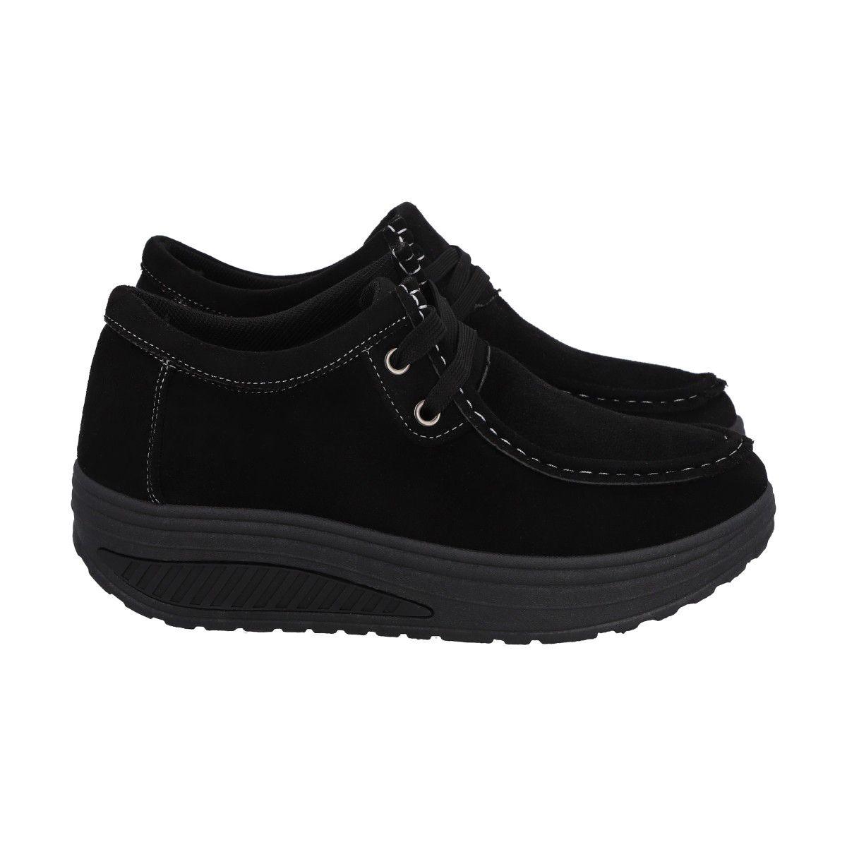 Mocasín Mujer Negro Sole/Cordones Police-2