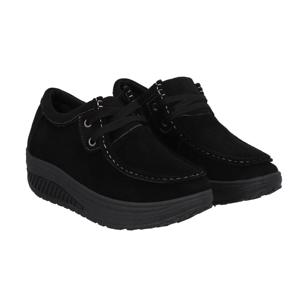 Mocasín Mujer Negro Sole/Cordones Police-3