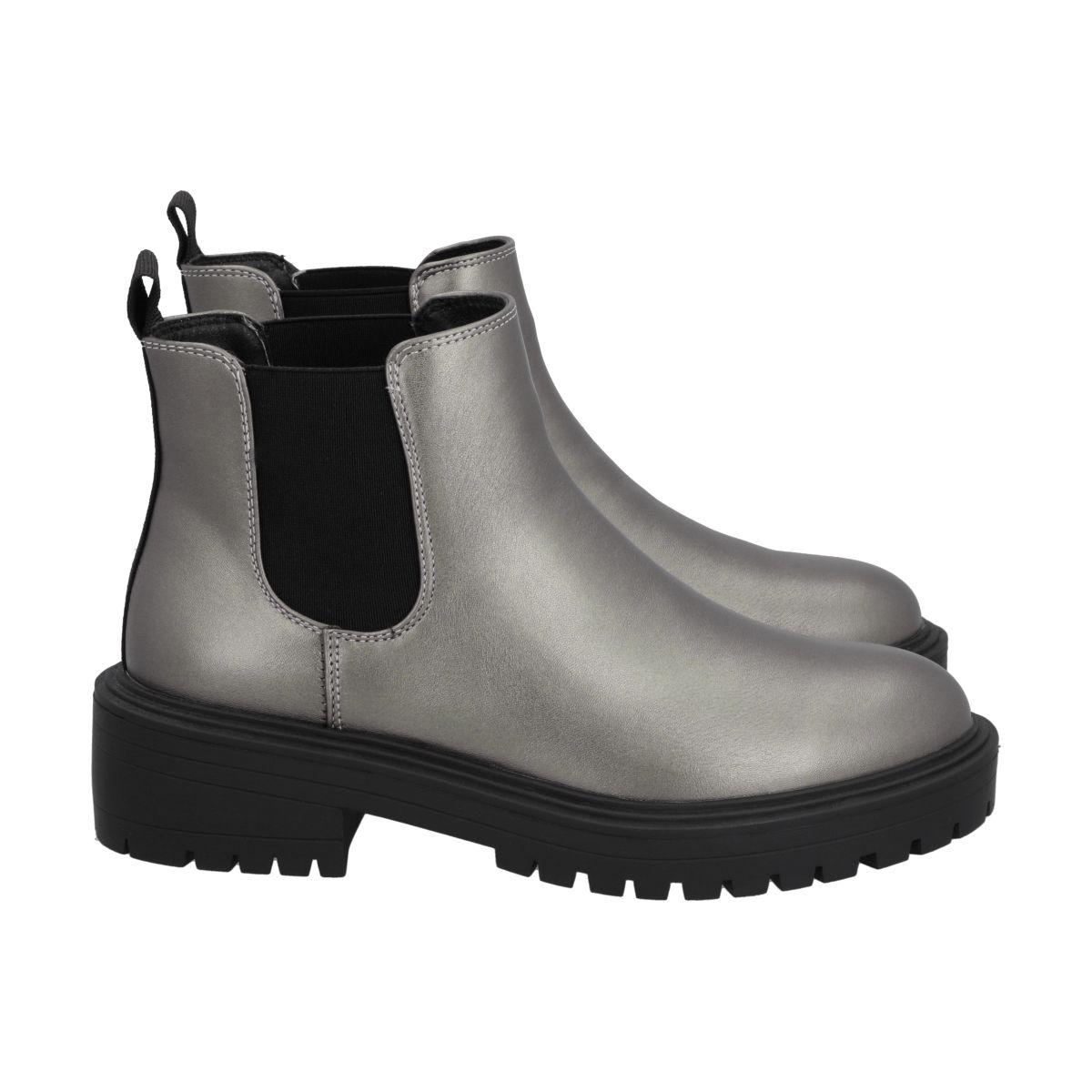 Botin Casual Mujer Negro/Peltre Plataforma Storm Police-2