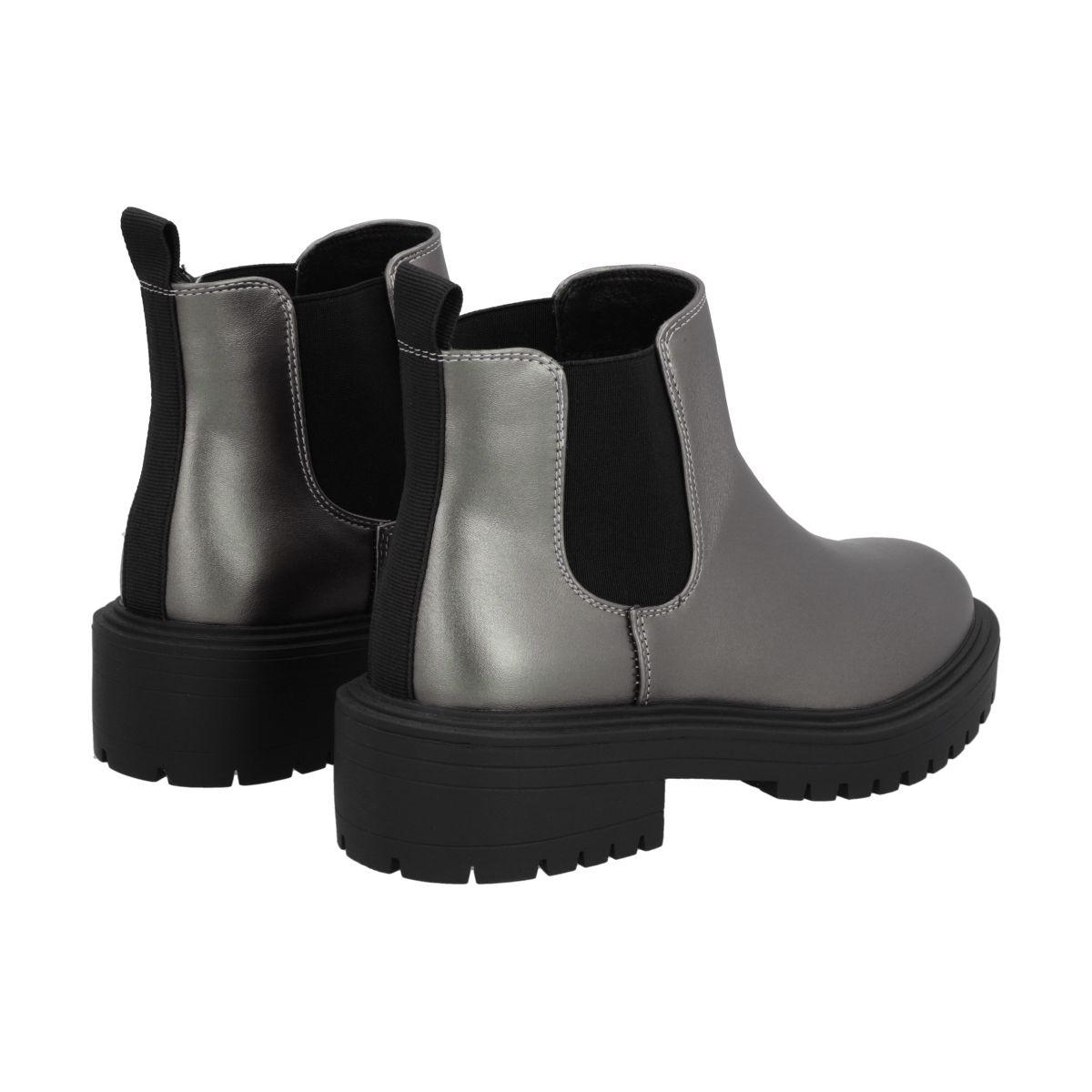 Botin Casual Mujer Negro/Peltre Plataforma Storm Police-3