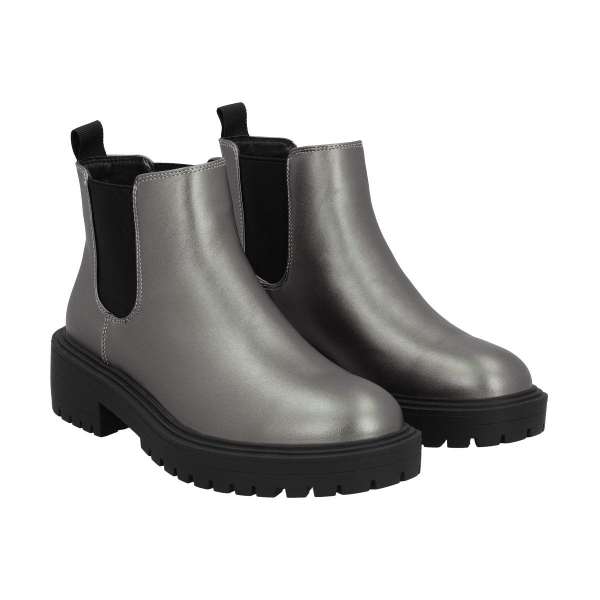 Botin Casual Mujer Negro/Peltre Plataforma Storm Police-4